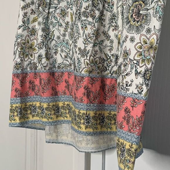 LOFT Border Floral Linen Blend Pull On Skirt - Picture 2 of 9